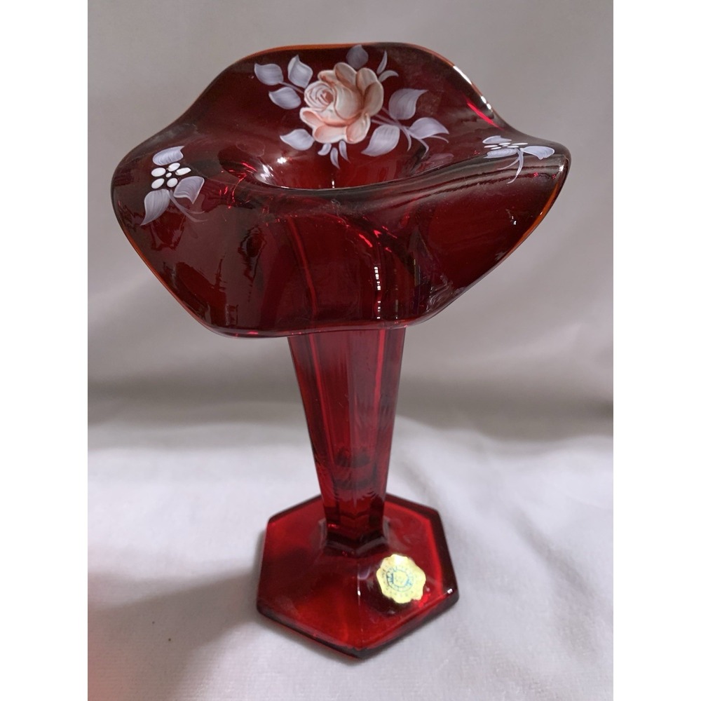 Beautiful  Westmoreland Ruby Red Jack In The Pulpit Vase Signed & Labeled
